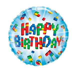 Balon foliowy happy birthday klocki 45 cm