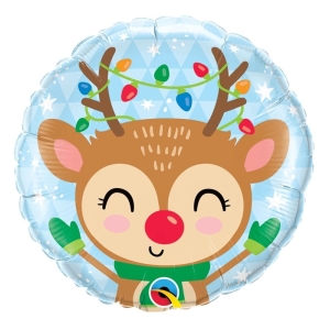 Balon foliowy renifer Rudolf okrągły 18 cali 45 cm