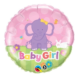 Balon foliowy baby girl ze słonikiem 45 cm