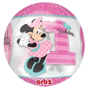 Balon foliowy na roczek Myszka Minnie różowy 40 cm