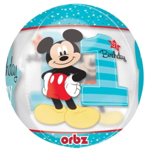 Balon foliowy na roczek Myszka Miki błękitny 40 cm
