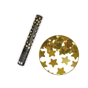 Konfettikanon stjärnor metallic guld 40 cm