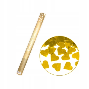 Konfettikanon hjärtan metallic guld 60 cm