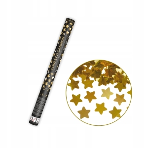 Konfettikanon stjärnor metallic guld 60 cm