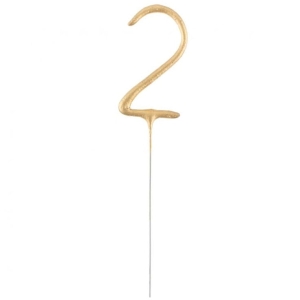 Zimny ogień cyfra 2 złota 17 cm 1 szt