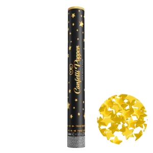 Konfettikanon stjärnor metallic guld 40 cm