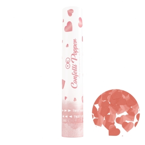 Konfettikanon hjärtan metallic roséguld 30 cm