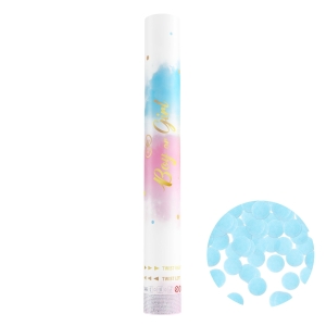 Konfettikanon gender reveal blå 40 cm