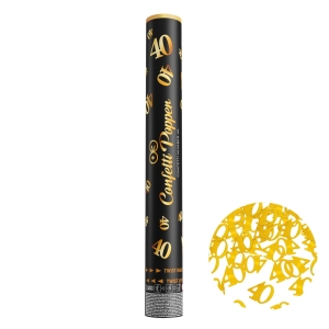 Konfettikanon siffra 40 metallic guld 40 cm