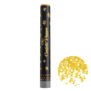 Konfettikanon siffra 18 metallic guld 40 cm