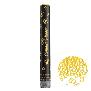 Konfettikanon siffra 50 metallic guld 40 cm