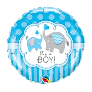 Balon foliowy słonie It's a boy okrągły 18 cali 45 cm