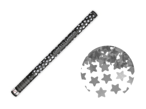 Konfettikanon stjärnor metallic silver 80 cm