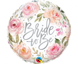 Balon foliowy Bride to be akwarelowe róże okrągły 18 cali