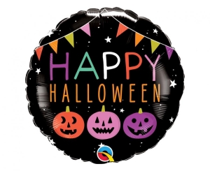 Balon foliowy Happy Halloween dynie i banery okrągły 18 cali