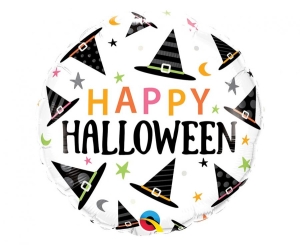 Balon foliowy Happy Halloween kapelusze czarownicy okrągły 18 cali