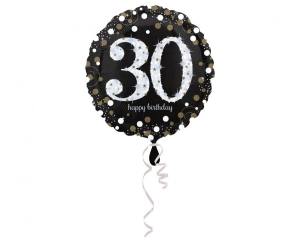Balon foliowy Happy Birthday 30 sparkling holo okrągły 18 cali