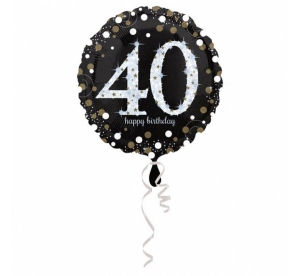Balon foliowy Happy Birthday 40 sparkling holo okrągły 18 cali