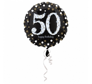 Balon foliowy Happy Birthday 50 sparkling holo okrągły 18 cali