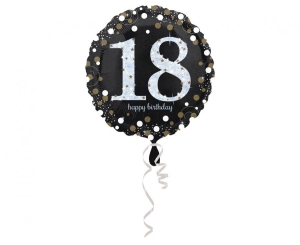 Balon foliowy Happy Birthday 18 sparkling holo okrągły 18 cali