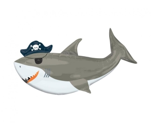 Balon foliowy Ahoy Birthday Shark 104 cm x 58 cm