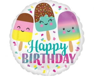 Balon foliowy Happy Birthday - Ice Cream okrągły 18 cali