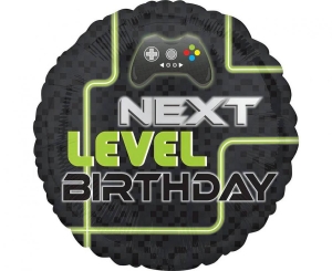 Balon foliowy Level Up Birthday okrągły 18 cali