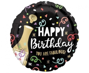 Balon foliowy Happy Birthday Gold Bubbly okrągły 18 cali