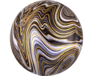 Balon foliowy ORBZ Marblez - kula czarna 15 cali