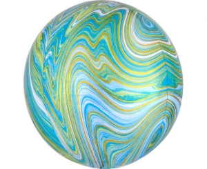 Balon foliowy ORBZ Marblez - kula niebiesko-zielona 21 cali