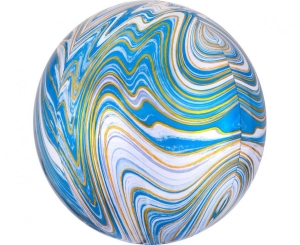 Balon foliowy ORBZ Marblez - kula niebieska 15 cali