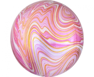 Balon foliowy ORBZ Marblez - kula różowa 15 cali
