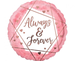 Balon foliowy Always&forever różowy okrągły 18 cali