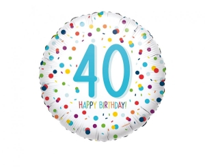 Balon foliowy Happy Birthday 40 confetti okrągły 18 cali