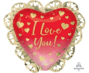 Balon foliowy I love you czerwono złoty 24 cale