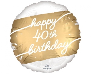 Balon foliowy Happy Birthday 40 golden age okrągły 18 cali