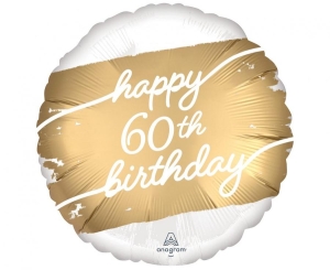 Balon foliowy Happy Birthday 60 golden age okrągły 18 cali