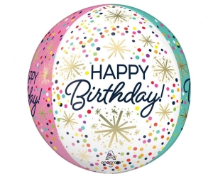 Balon foliowy Happy Birthday ORBZ confetti sprinkle 21 cali