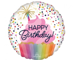 Balon foliowy Happy Birthday confetti sprinkle okrągły 18 cali