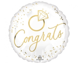 Balon foliowy Congrats white gold wedding okrągły 18 cali