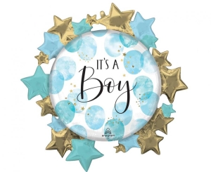 Balon foliowy Its a Baby Boy blue watercolor