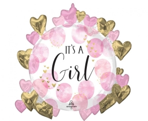 Balon foliowy Its Baby Girl pink watercolor