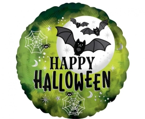 Balon foliowy Happy Halloween nietoperz okrągły 18 cali
