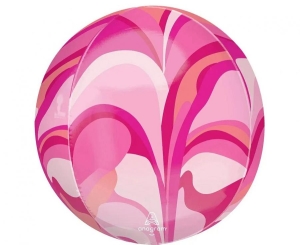 Balon foliowy ORBZ - Kula różowa macro marble 15 cali