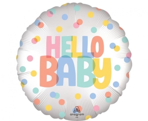 Balon foliowy Hallo Baby satin modern okrągły 18 cali