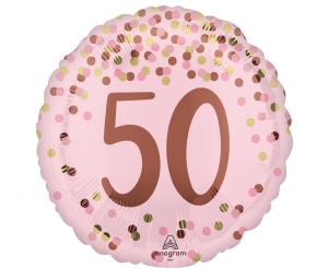 Balon foliowy Pretty pink 50th birthday 18 cali