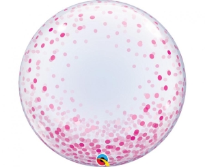 Balon foliowy Deco Bubble różowe grochy 24 cale