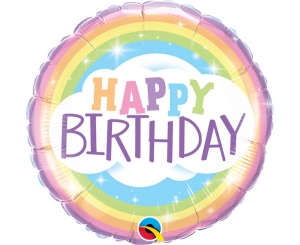 Balon foliowy HAPPY BIRTHDAY RAINBOW okrągły 18 cali