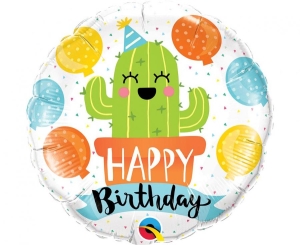 Balon foliowy BIRTHDAY PARTY CACTUS okrągły 18 cali
