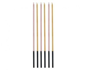 Świeczki metaliczne róż/złoty 3 x 3 x 170 mm 6 szt